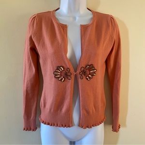 Nicole by Nicole Miller Size XS Extra Small Salmon Color Sweater Sequin Closure